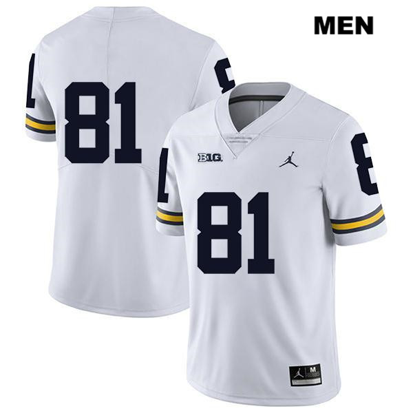 Men's NCAA Michigan Wolverines Nate Schoenle #81 No Name White Jordan Brand Authentic Stitched Legend Football College Jersey DT25E40QP